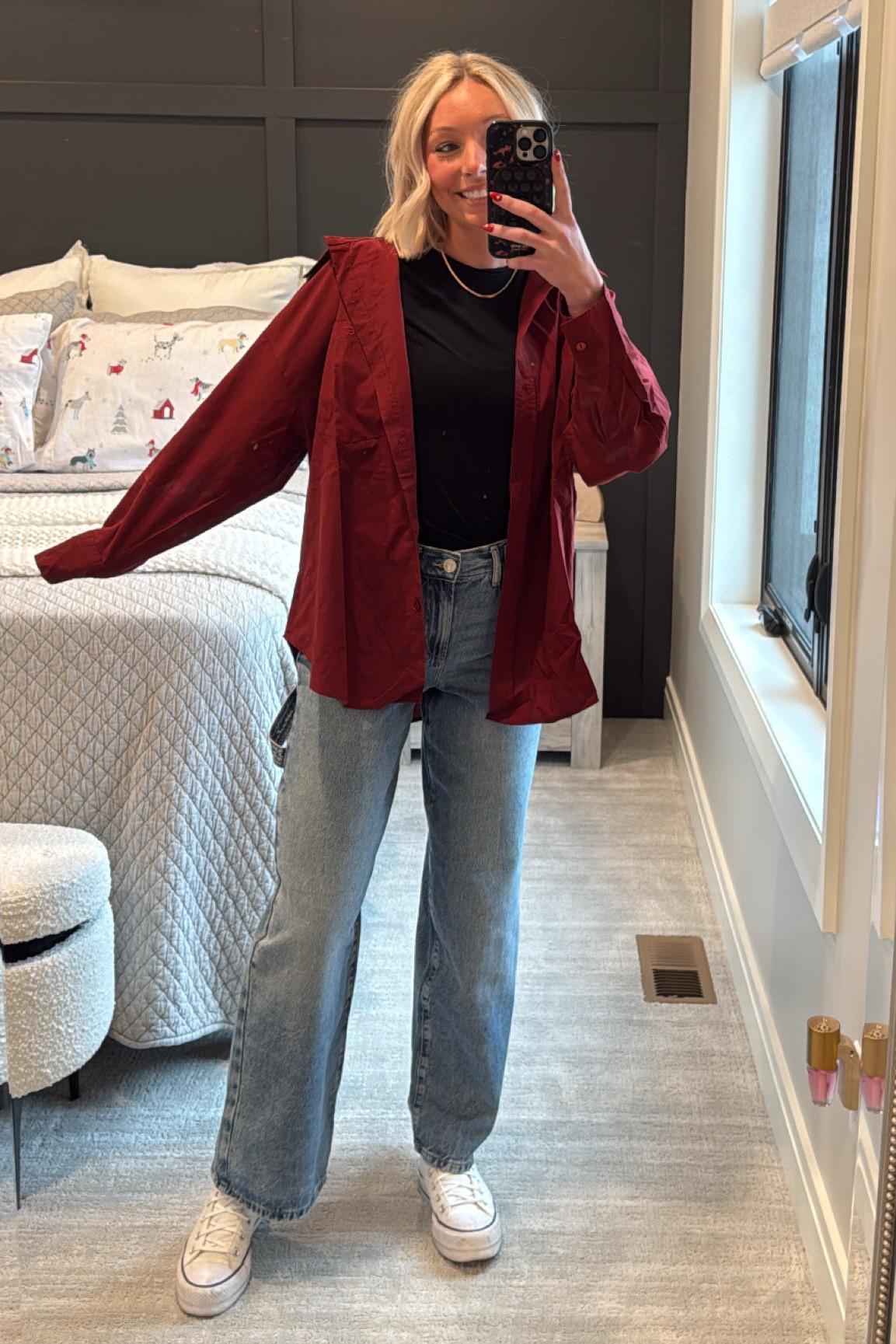Christmas Day Outfit❤️ Set Active Button Down in red color!

#LTKStyleTip #LTKSeasonal #LTKHoliday