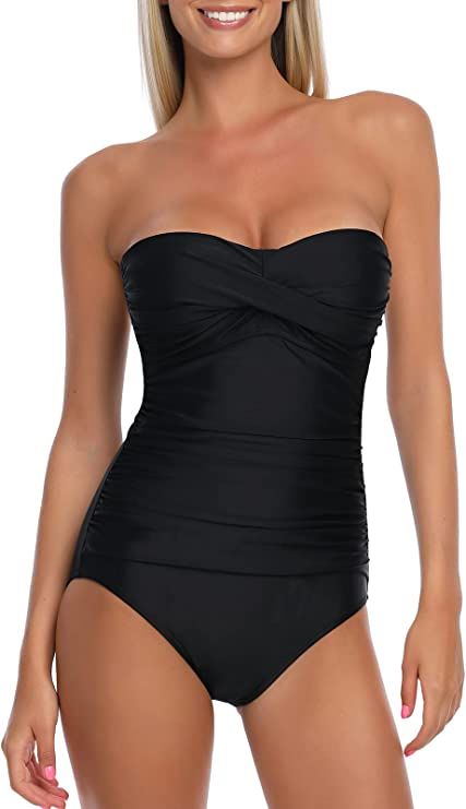 RELLECIGA Women's Tummy Control Swimwear Strapless One Piece Swimsuit for Women | Amazon (US)