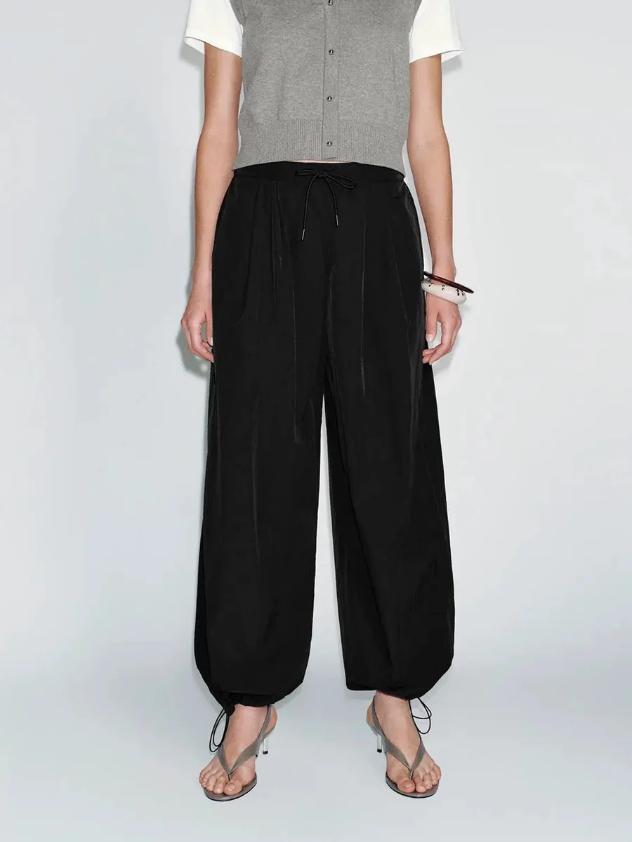 Stretch Drawstring Waist Wide Leg Pants | Urban Revivo