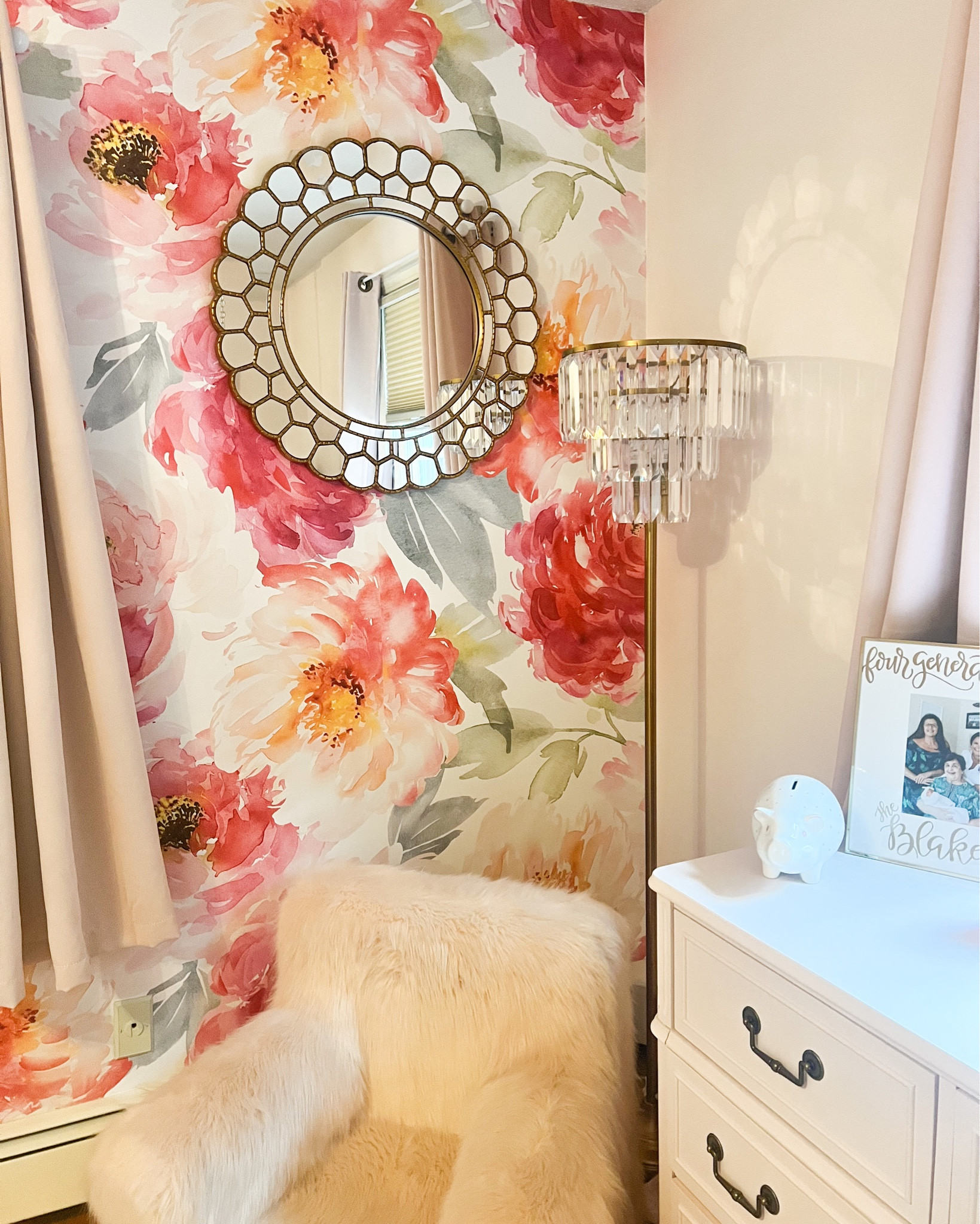 Pink dresser. Nursery. 