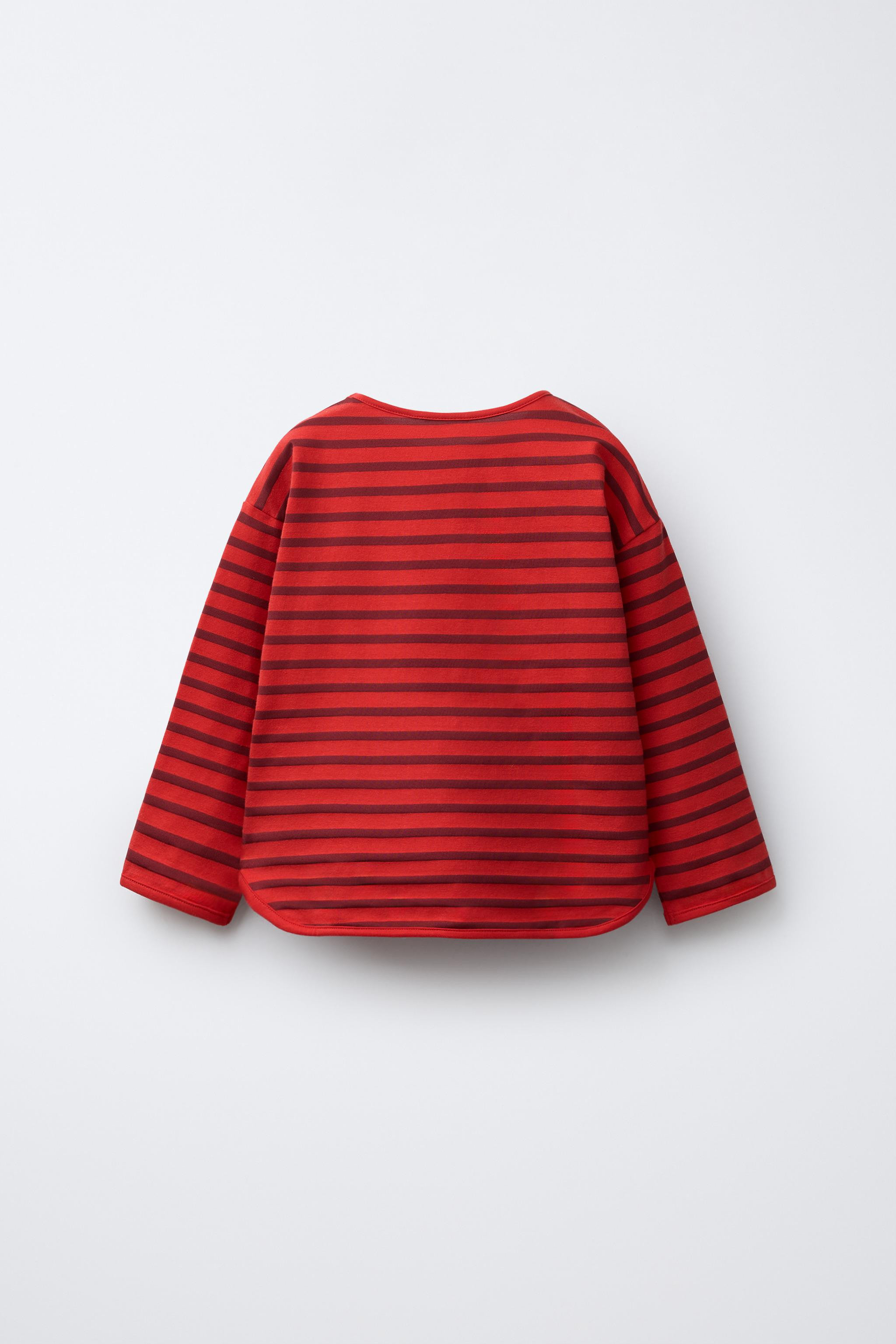 STRIPED T-SHIRT WITH EMBROIDERED HEARTS | Zara US