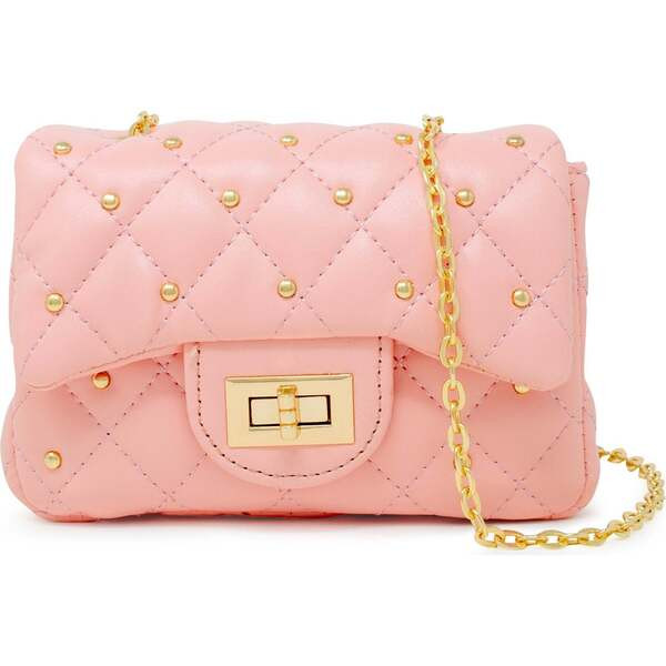 Classic Quilted Stud Handbag,  Pink | Maisonette