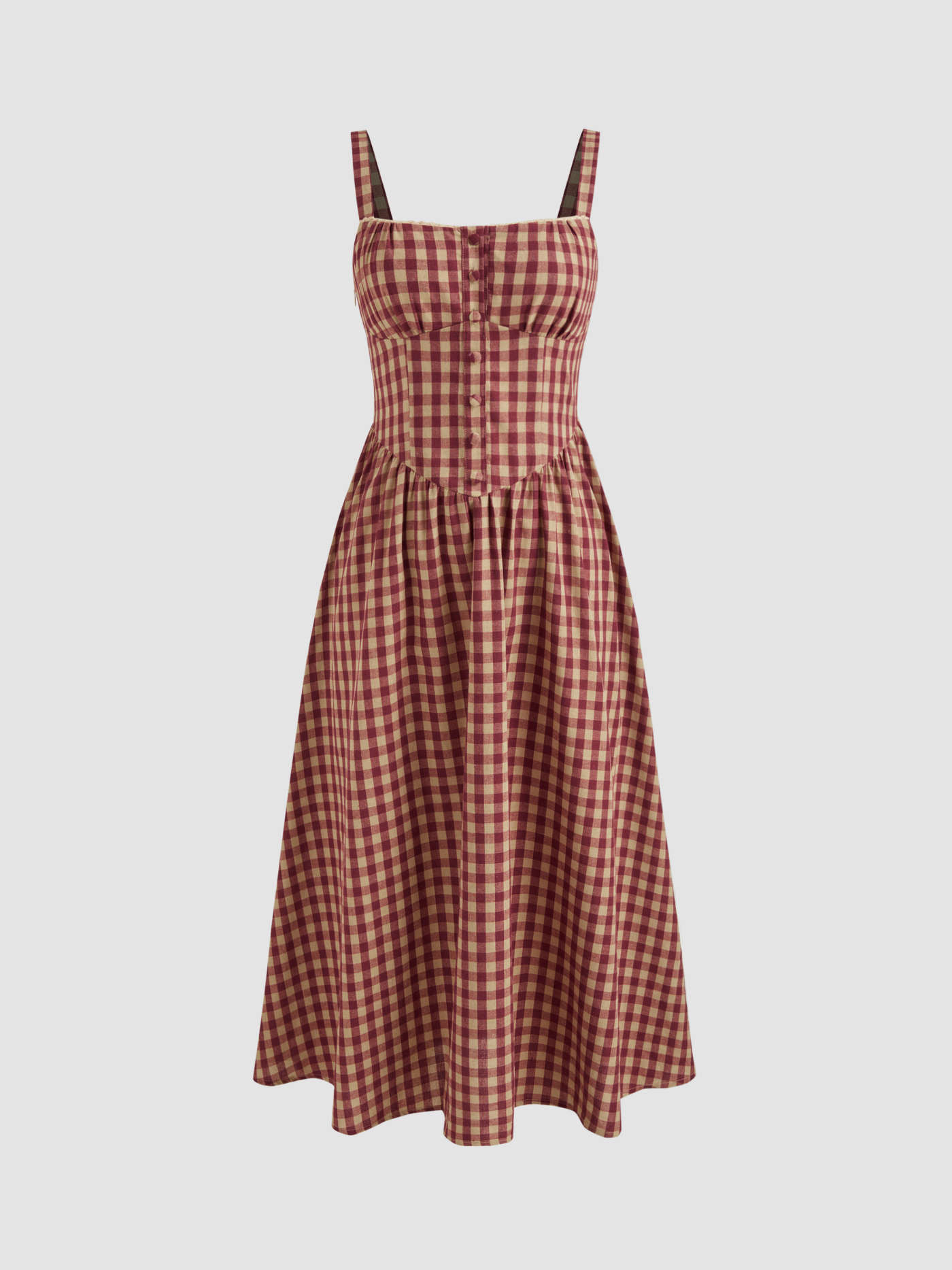Cotton-blend Square Neck Gingham Maxi Dress | Cider