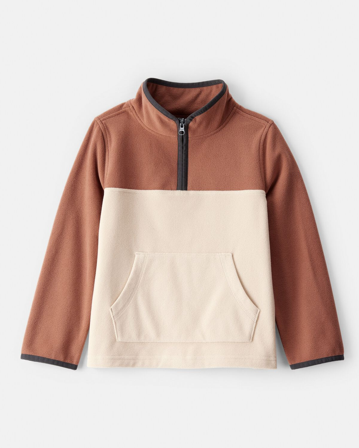 Boys Color Block Microfleece Quarter-Zip Pullover - Tan | Carter's Inc