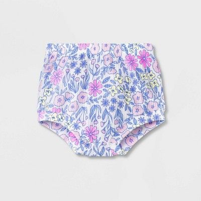 Baby Girls&#39; Floral Ribbed Shorts - Cat &#38; Jack&#8482; White 3-6M | Target