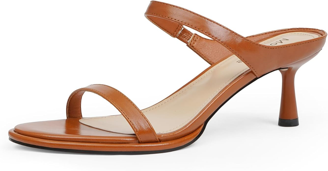 Modatope Two Strap Heeled Sandals for Women Kitten Heel Rounded Toe Heels Women Slip on Open Toe ... | Amazon (US)