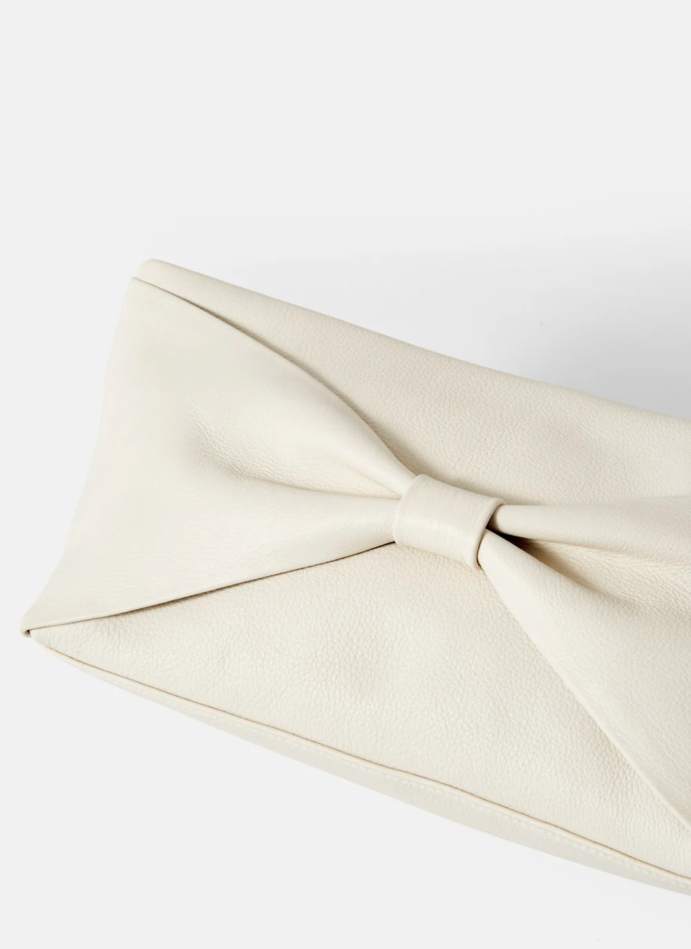 Cream Leather Bow Clutch Bag | Mint Velvet