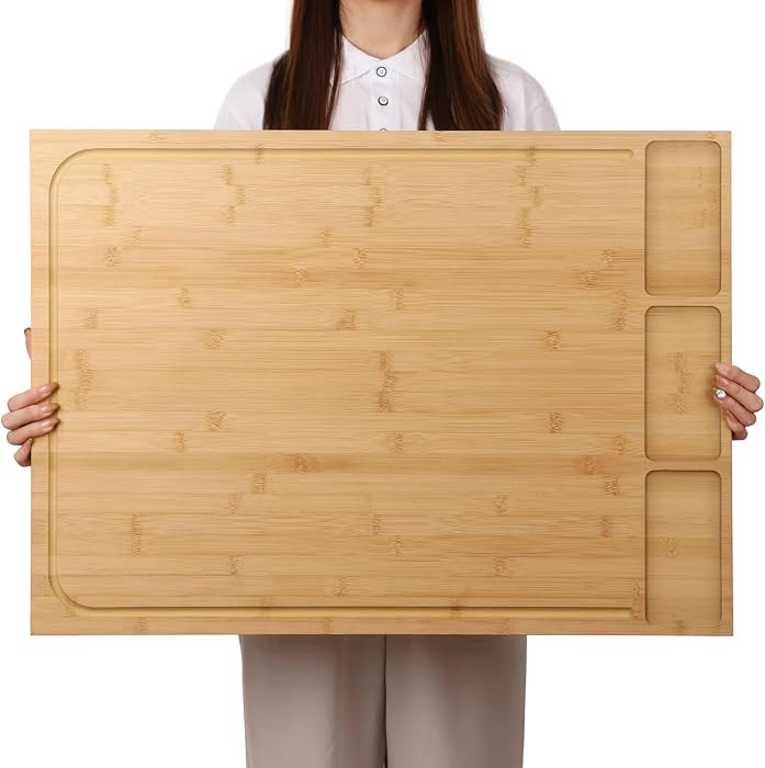 30 x 21 in Extra Large Bamboo Cutting Board, Stovetop Cover, Sink Cover, Noodle Board with Detach... | Amazon (US)