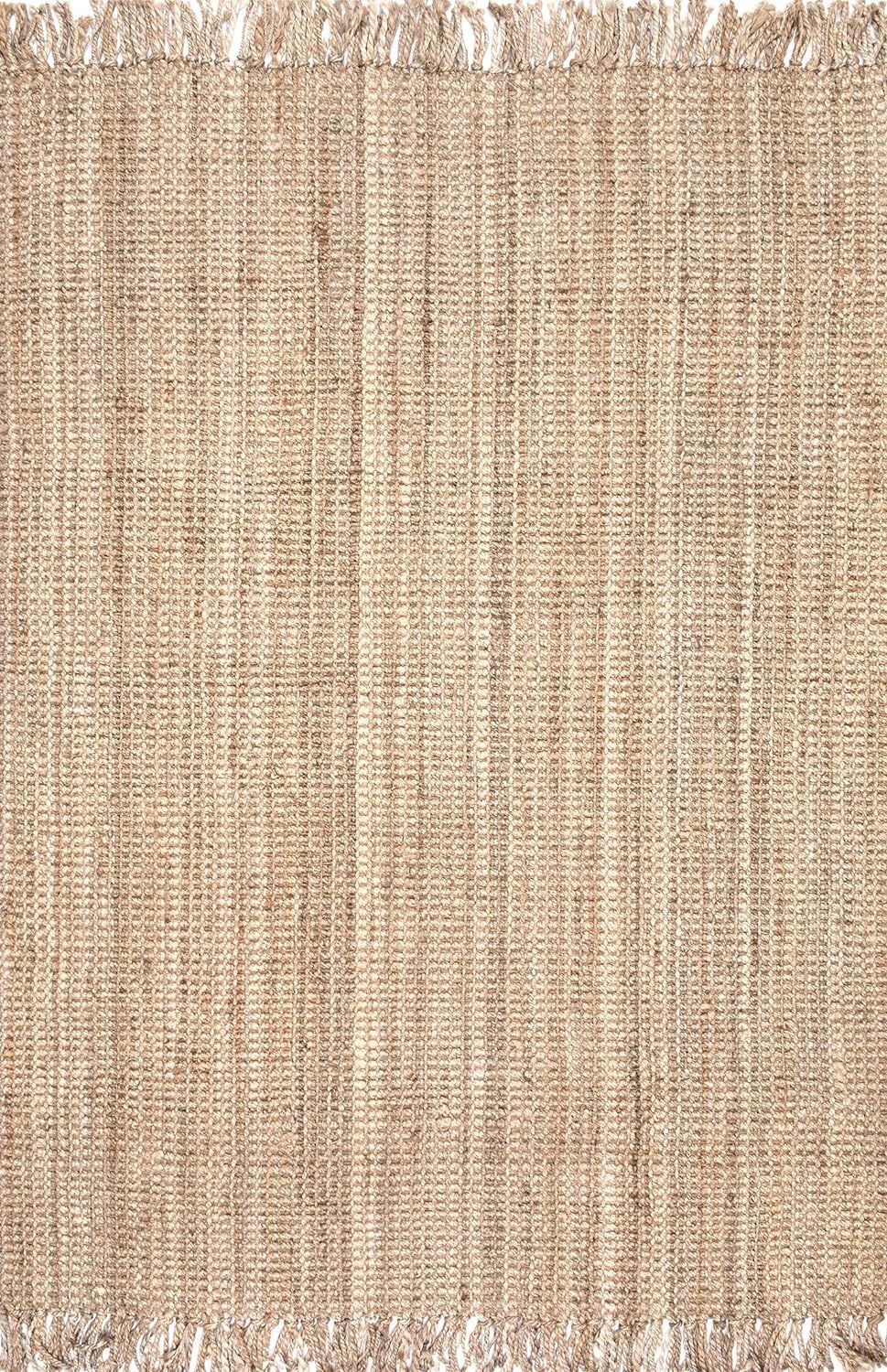 nuLOOM 3x5 Daniela Jute Tassel Hand Woven Area Rug, Natural, Solid Chunky Farmhouse Design, Natur... | Amazon (US)