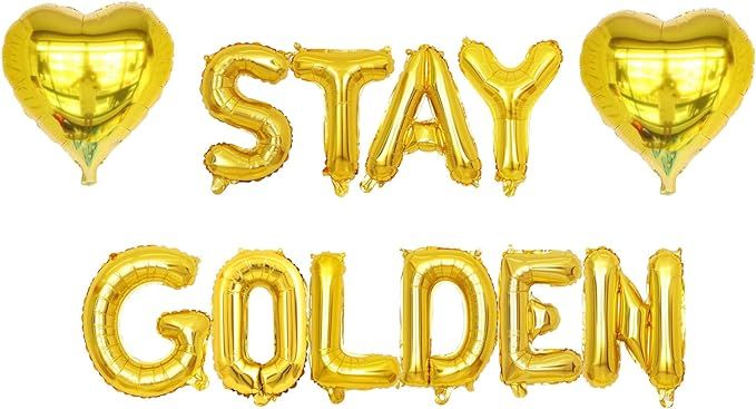 KUNGOON Stay Golden Balloon Banner,Gold Birthday Hanging Balloons for Birthday Baby,Funny Retirem... | Amazon (US)