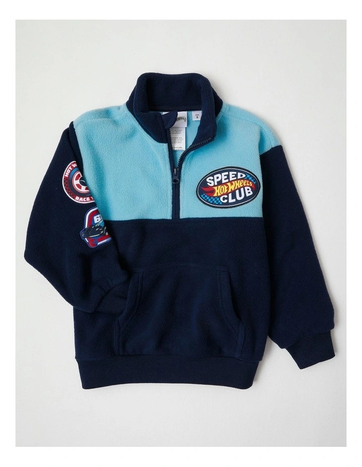 Hot WheelsHot Wheels Colorblocked Fleece Sweat Top in Blue | Myer