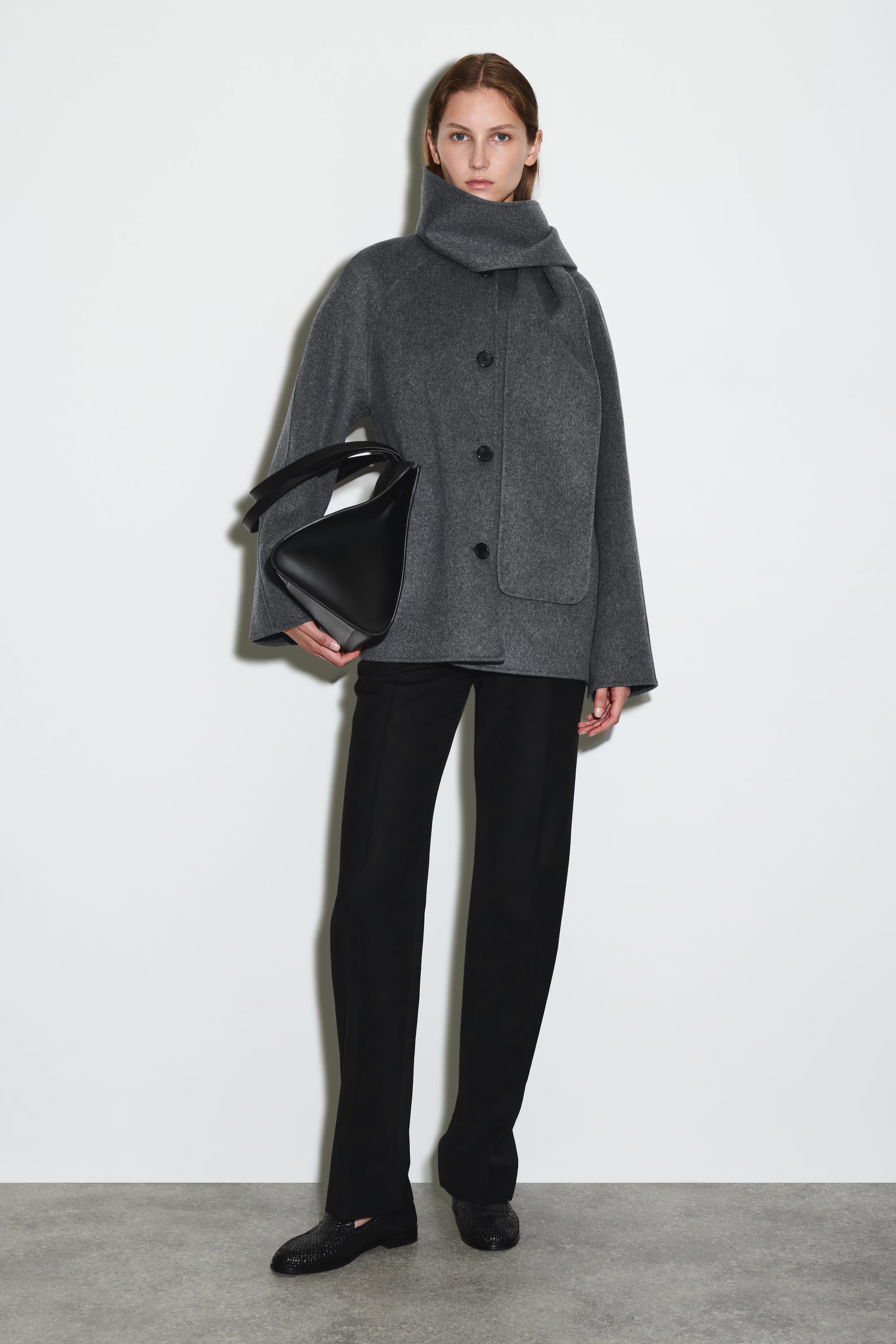 DOUBLE-FACED WOOL SCARF SHORT JACKET - GRAY | COS US | COS (US)