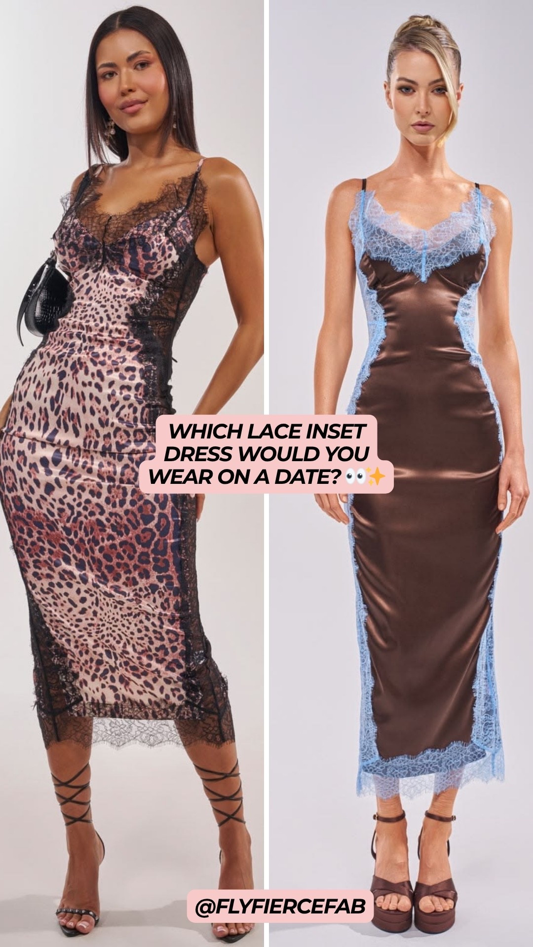 Which of these lace inset @AKIRA dresses would you wear as a sexy date night dress? 👀✨

With dresses like these where the sides are see through, the right undergarments are important! I tagged some of my faves that would work perfectly under both dresses. ￼