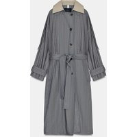 Zara - Combined Plaid Trench Coat Zw Collection Limited Edition - Gray - L - Woman | Zara US