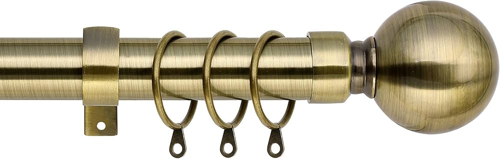 Plain Metal Ball Extendable Curtain Pole. Includes Pair Of Superior 60mm Size Finials, Rings, Bra... | Amazon (UK)