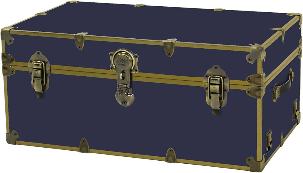 Rhino Large Sticker Trunk in Antique Brass with Wheels (Navy Blue) | Amazon (US)