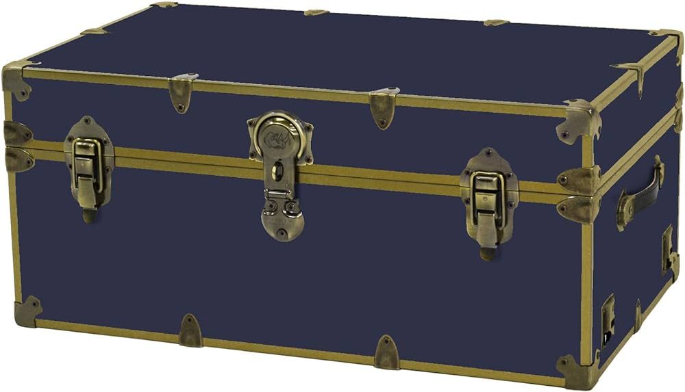 Rhino Large Sticker Trunk in Antique Brass with Wheels (Navy Blue) | Amazon (US)