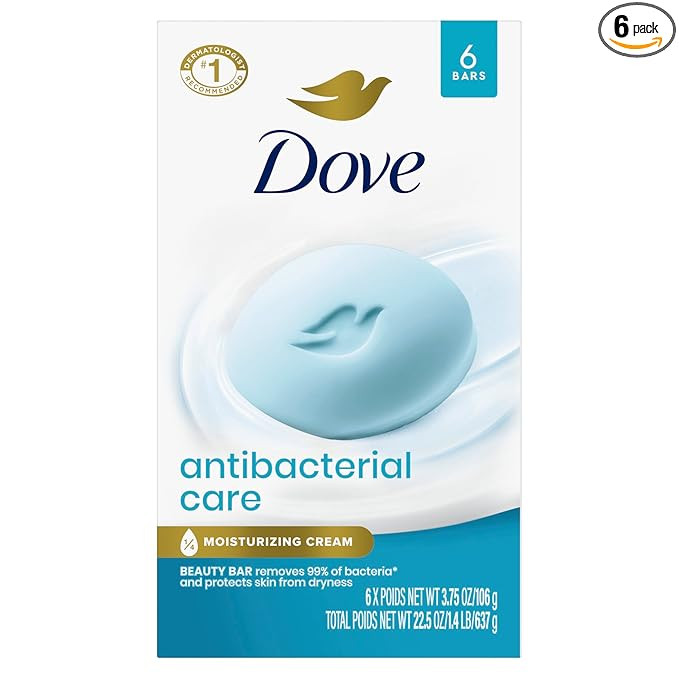 Dove Beauty Bar Soap Antibacterial Care 6 Count For Clean, Moisturized Skin, Removes Bacteria 3.7... | Amazon (US)