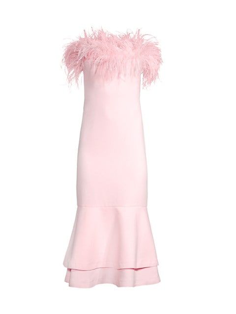 LIKELY Feathered Tiered Midi-Dress | Saks Fifth Avenue