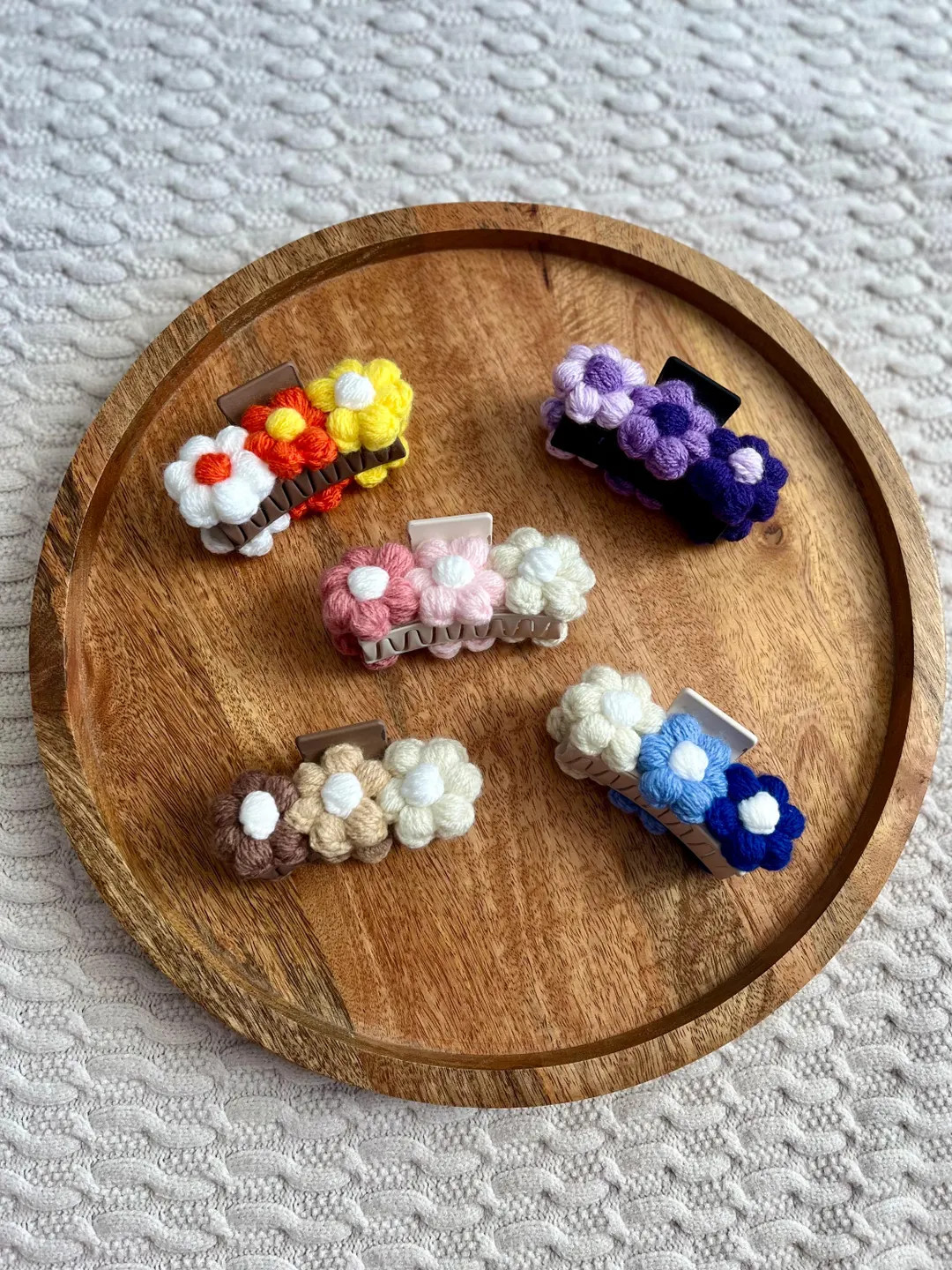 Blossom Clip – Handmade Claw Clip with Puffy Crochet Flowers | Etsy (US)