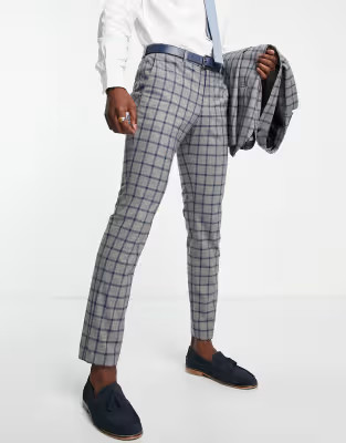 Jack & Jones Premium slim suit pant in gray check | ASOS | ASOS (Global)