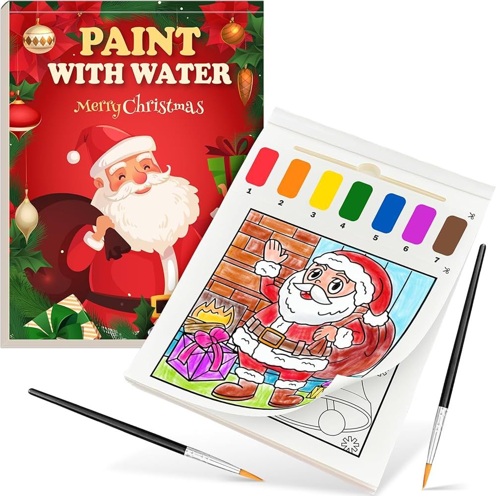 Paint with Water Coloring Book for Kids, All-in-One Christmas Theme Watercolor Painting Books Kit... | Amazon (US)