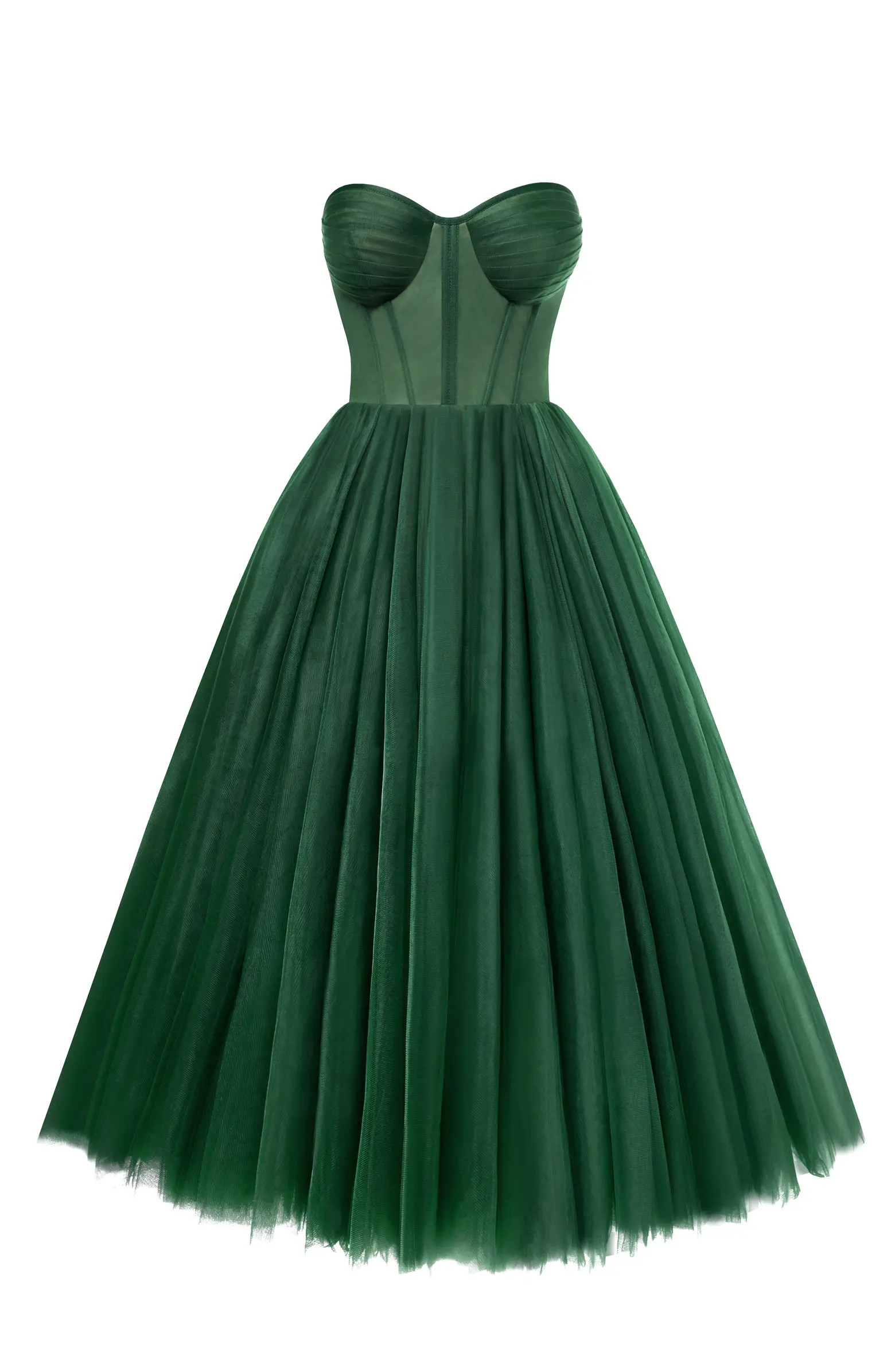 Milla Emerald Green Strapless Puffy Midi Tulle Dress | Nordstrom | Nordstrom