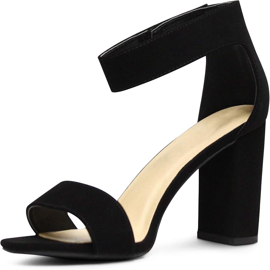 MARCOREPUBLIC Edmonton Wide-Fit Women's Open Toe Ankle Strap Chunky Block Stacked Heels Sandals | Amazon (US)