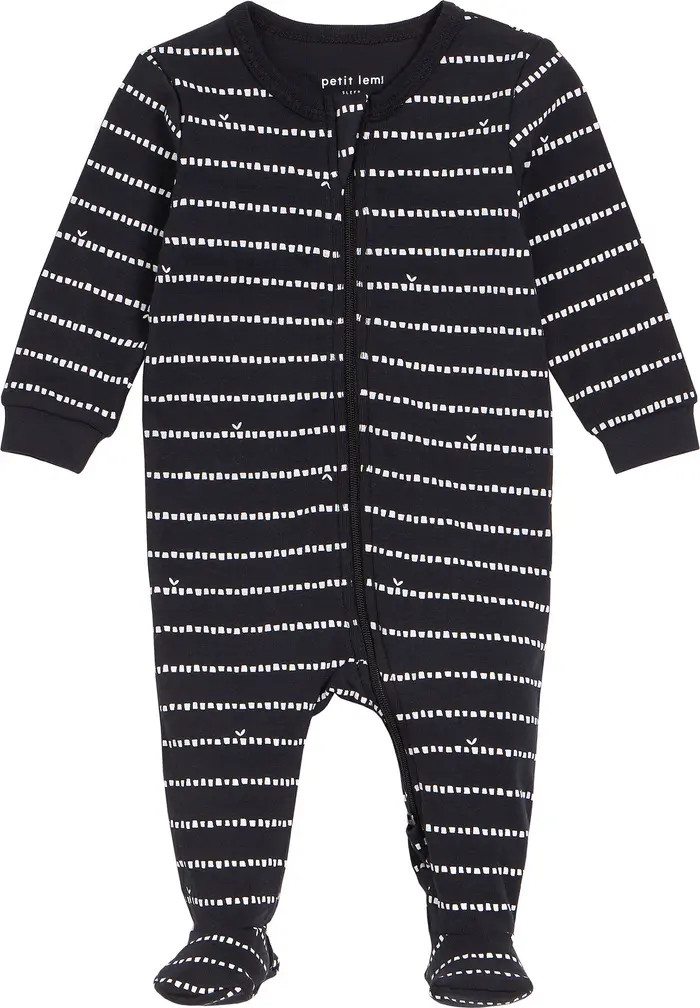 Petit Lem Broken Stripe Organic Cotton Footie | Nordstrom | Nordstrom