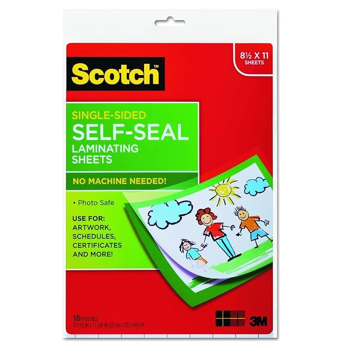 Scotch LS854SS10 Self-Sealing Laminating Sheets, 6.0 mil, 8 1/2 x 11 (Pack of 10) | Amazon (US)