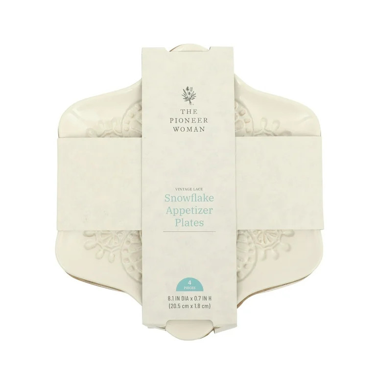 The Pioneer Woman Vintage Lace Snowflake Appetizer Plates, White, 8.5 in, 4-Pack | Walmart (US)
