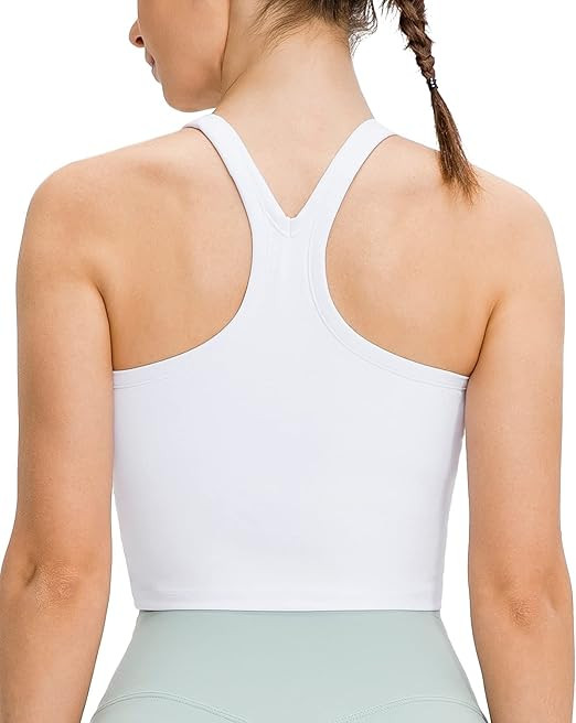 Lavento Women's Racerback Sports Bra Yoga Crop Top with Built in Bra | Amazon (US)