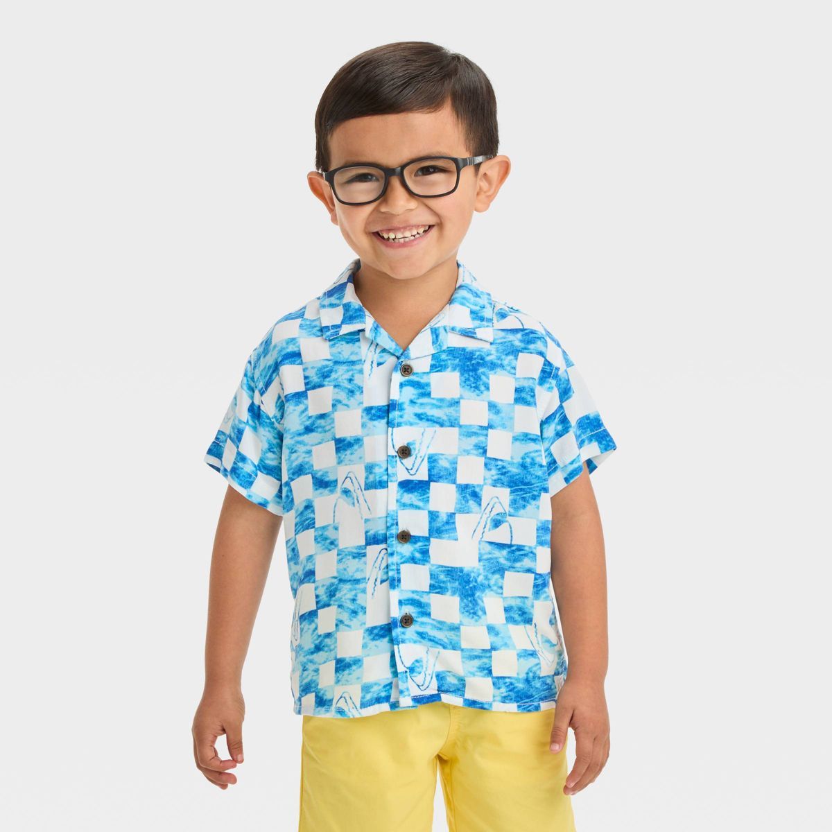 Toddler Boys' Shark Challis Shirt - Cat & Jack™ Cream 12M | Target