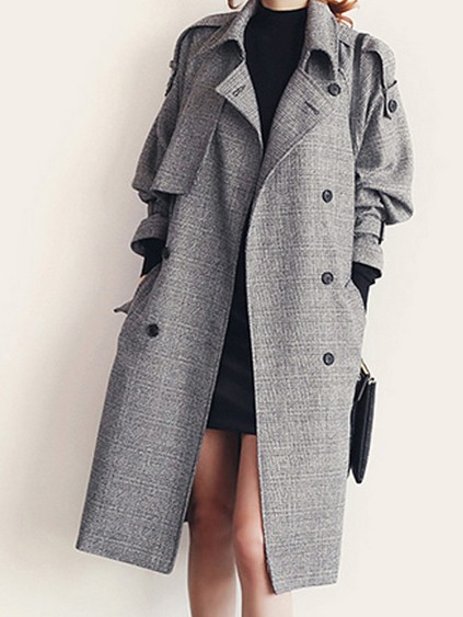 Lapel Double Breasted Coat | Romwe