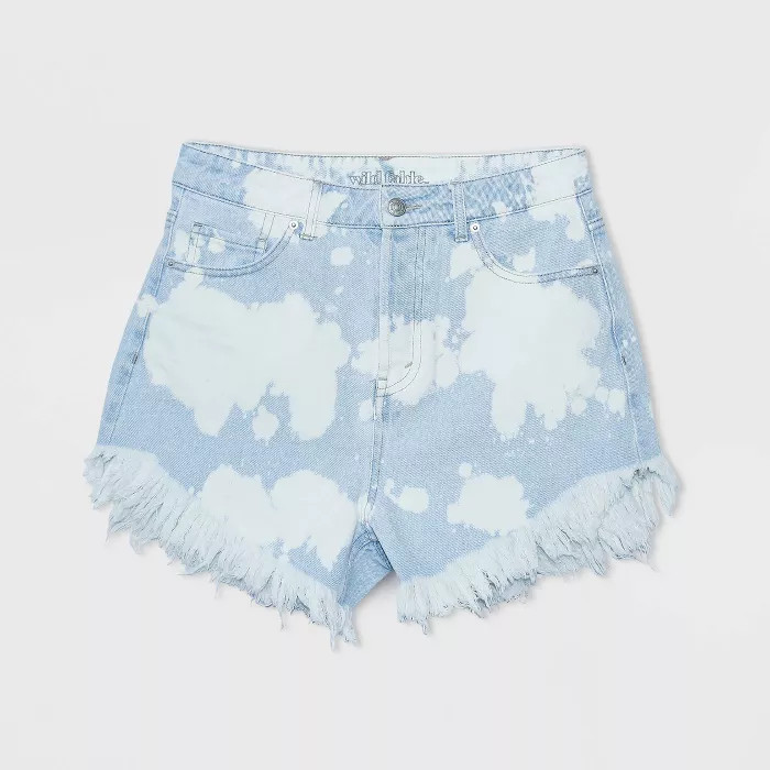 Women's High-Rise Frayed Hem Jean Shorts - Wild Fable™ White/Blue | Target
