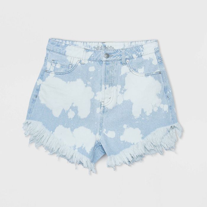 Women's High-Rise Frayed Hem Jean Shorts - Wild Fable™ White/Blue | Target