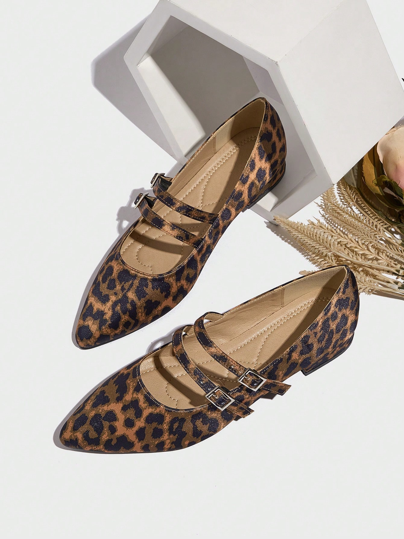Tacones tipo "Mary Jane" con estampado de leopardo, punta puntiaguda, tacón bloque, suela suave ... | SHEIN