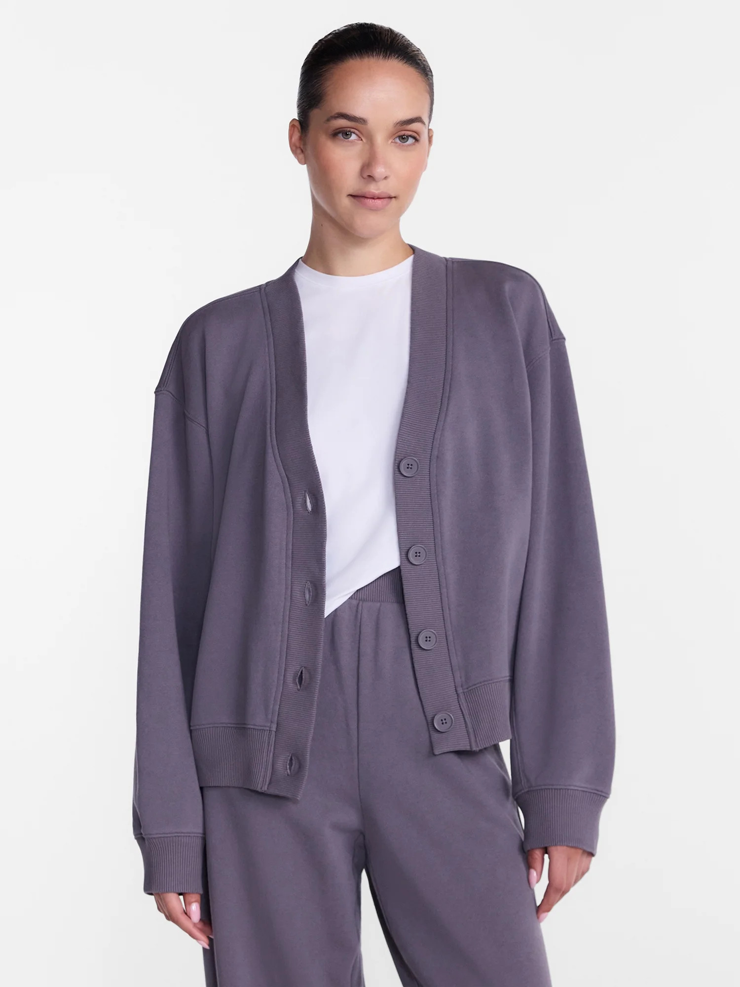 Athletic Works Women's and Women's French Terry Cardigan with Long Sleeves, Sizes XS-4X | Walmart (US)