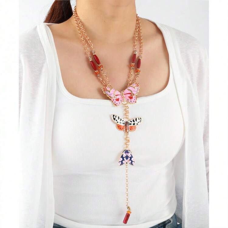 1Pc Exaggerated Multi-Layer Butterfly Necklace Boho Fashion Exquisite Necklace Ornament | SHEIN