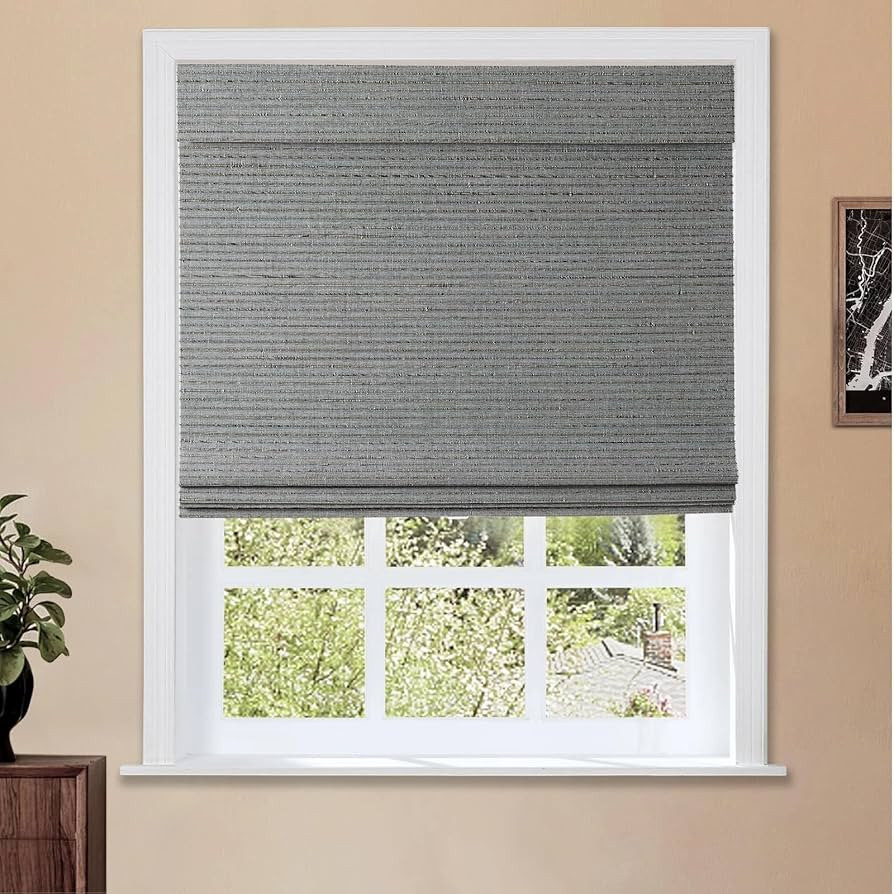 TWOPAGES Bamboo Roman Shade, Natural Woven Blinds for Indoor Windows, Cordless Light Filtering Cu... | Amazon (US)