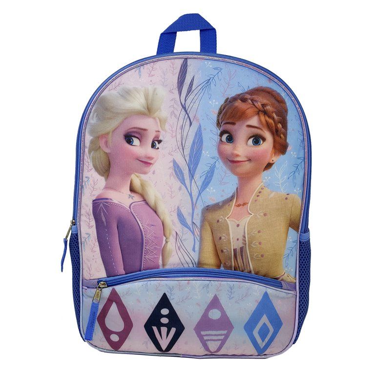 Disney Frozen Backpack 16" Anna Elsa Princess Lower Front Pocket Girls Purple - Walmart.com | Walmart (US)