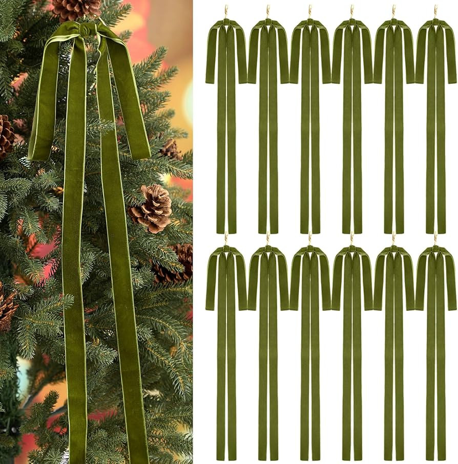 Janinka 12 Pcs Velvet Christmas Swag Bow 23.5x15.5 Inch Rustic Large Velvet Christmas Staircase W... | Amazon (US)