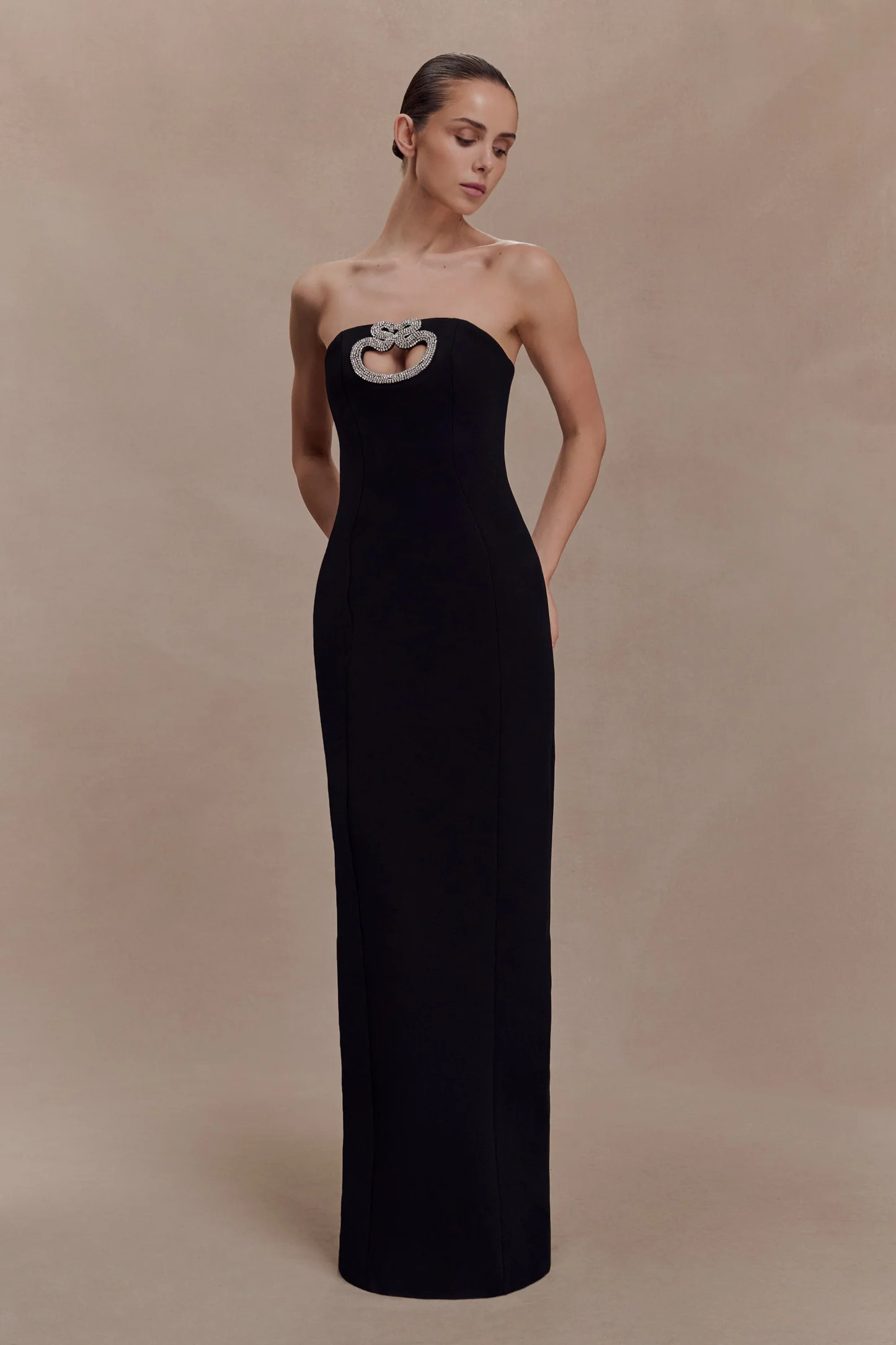 Embellished Strapless Maxi Dress - Black | MESHKI US