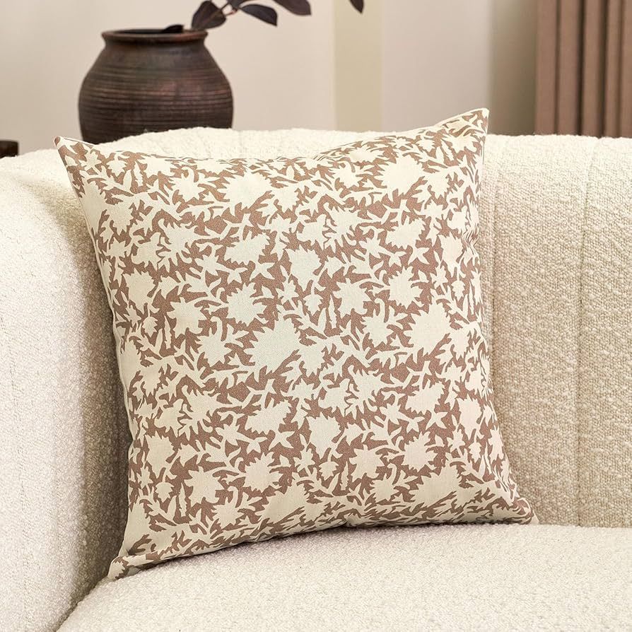 DOMVITUS Floral Pillow Covers, 18x18 Pillow Cover, Couch Pillows Decorative Neutral Accent Floral... | Amazon (US)