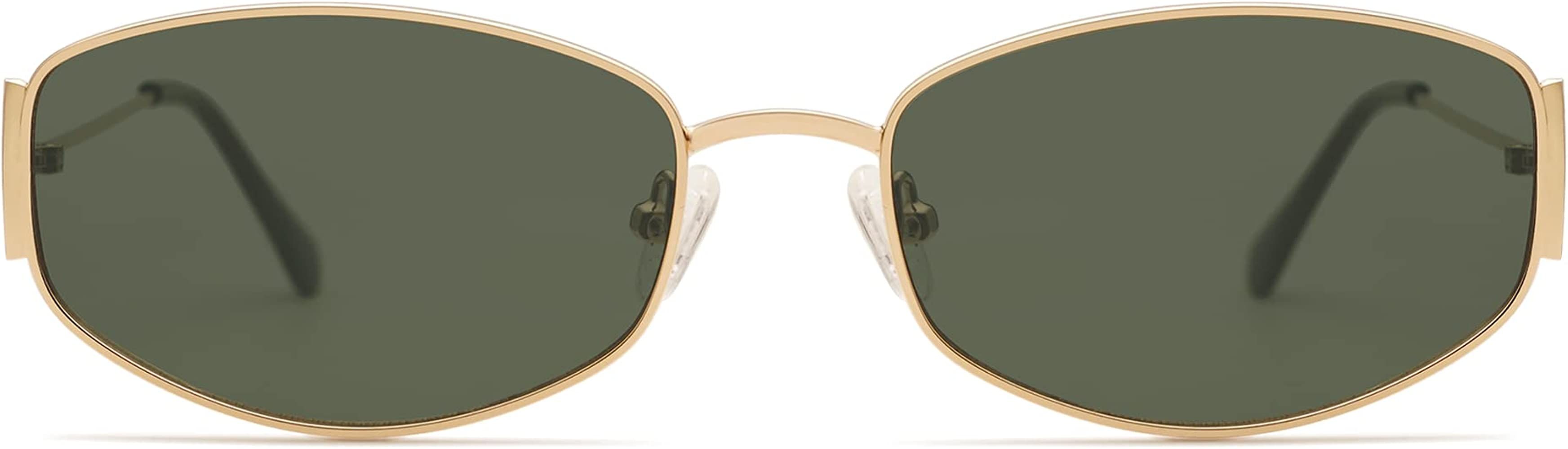 Appassal Retro Oval Sunglasses For Women Men Small Hexagonal Rectangle Metal Frame Sun Glasses AP... | Amazon (US)