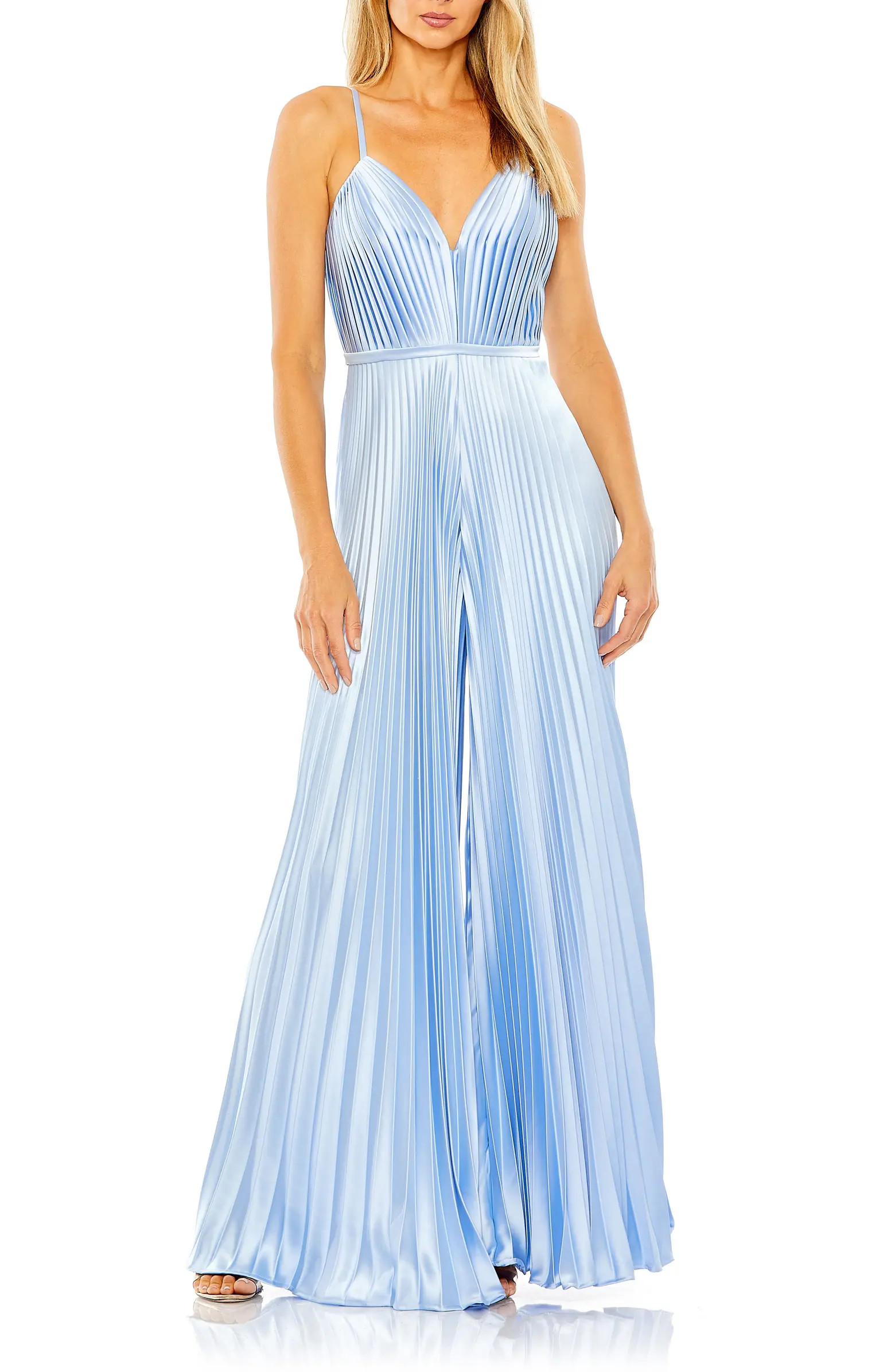 Ieena for Mac Duggal Pleated Satin Wide Leg Jumpsuit | Nordstrom | Nordstrom