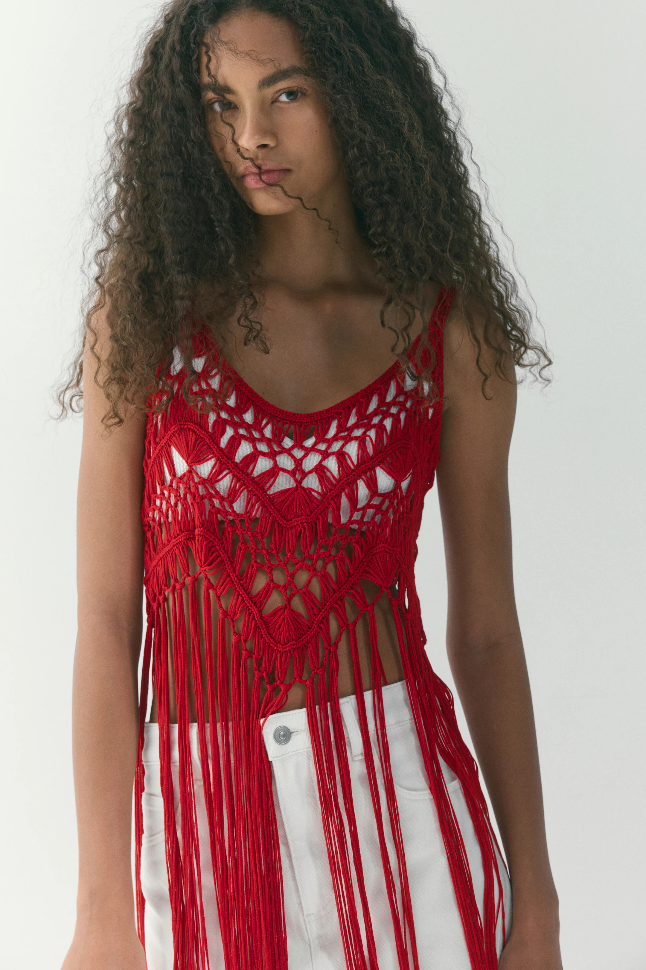 Open-Knit Top with Fringe | H&M (US + CA)