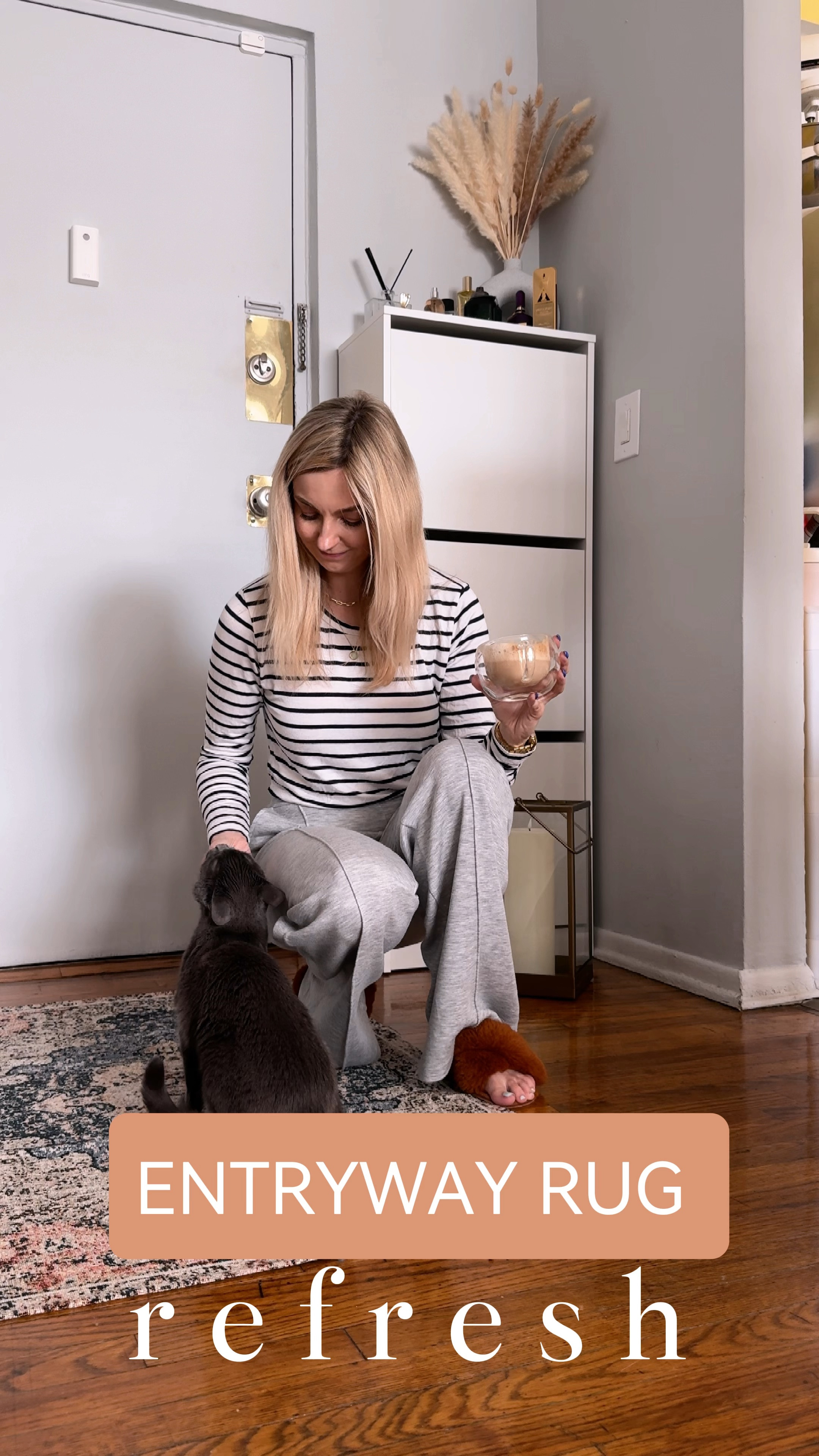 Entryway refresh with @loweshomeimprovement. I couldn’t resist from not buying this tapestry rug which is a perfect addition to my apartment. #LowesPartner #ad 
I love the non-slip backing which is ideal for the entryway! 

#LTKhome #LTKSeasonal #LTKVideo
