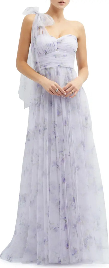 Floral Tulle One-Shoulder Gown | Nordstrom