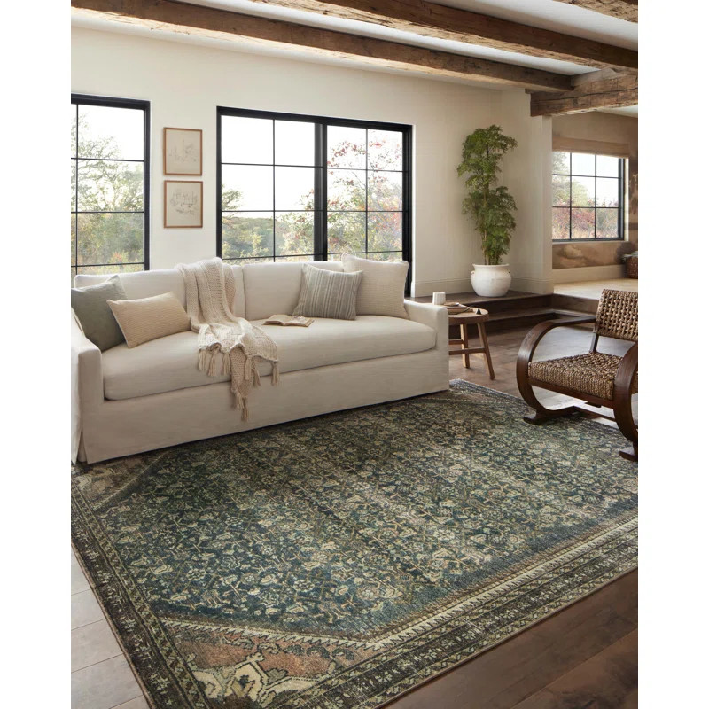Magnolia Home By Joanna Gaines X Loloi Banks Machine Washable Denim / Clay Area Rug | Wayfair Professional